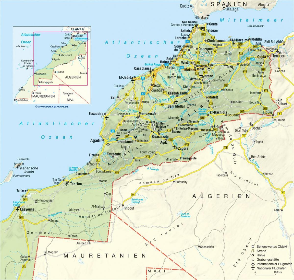 خريطة كبيرة للمغرب