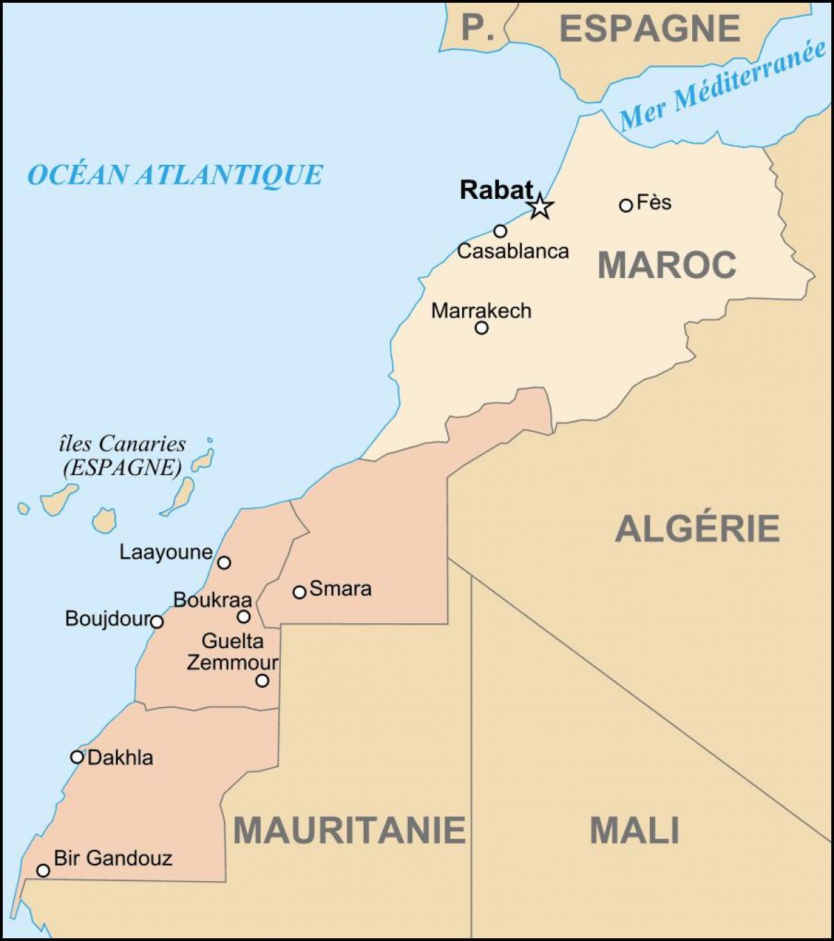 خريطة المغرب والبلدان المجاورة