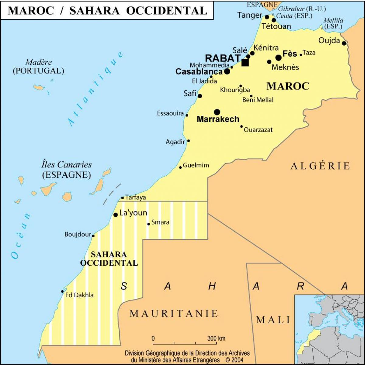 خريطة المغرب مع المدن الرئيسية