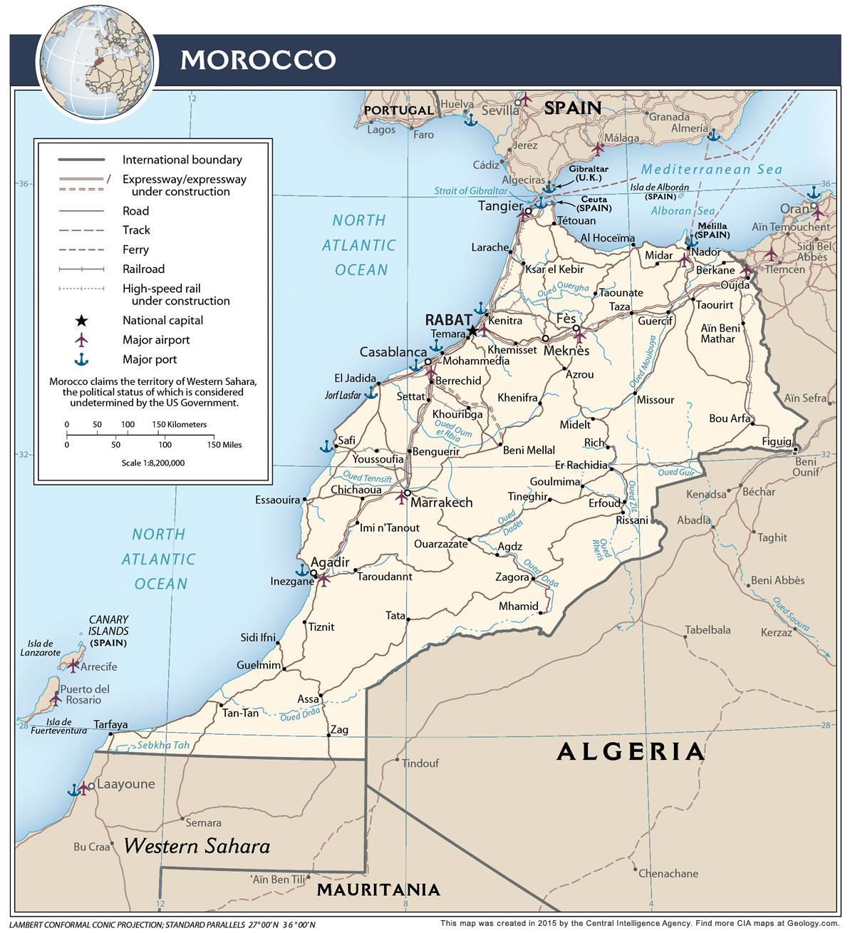 خريطة مطارات المغرب