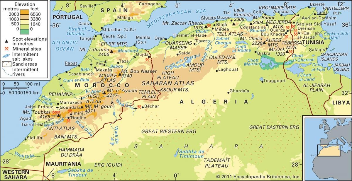 خريطة جبال في المغرب