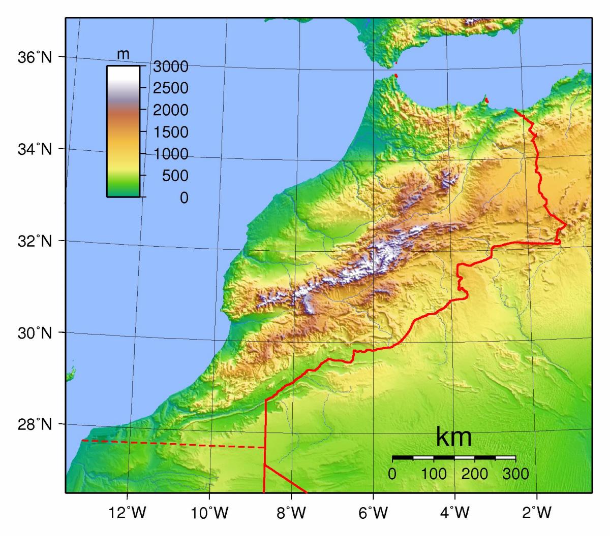 المغرب خريطة شكل الأرض