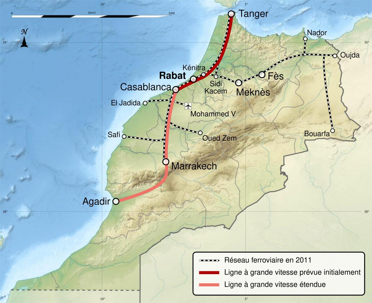 خريطة خطوط القطارات في المغرب